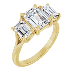 14K Yellow Gold 8x6 mm Emerald 1 1/4 CTW Lab-Grown Diamond Semi-Set Engagement Ring
