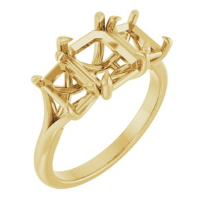 14K Yellow Gold 8x6 mm Emerald Engagement Ring Mounting
