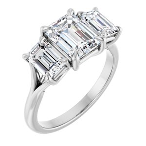 14K White Gold 8x6 mm Emerald 1 1/4 CTW Lab-Grown Diamond Semi-Set Engagement Ring