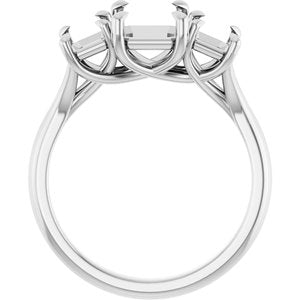 Platinum 8x6 mm Emerald Engagement Ring Mounting