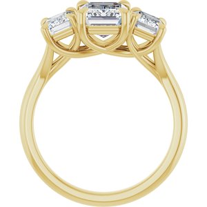 14K Yellow Gold 8x6 mm Emerald 1 1/4 CTW Lab-Grown Diamond Semi-Set Engagement Ring