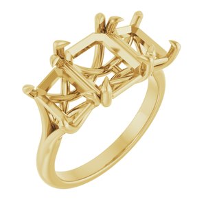 14K Yellow Gold 9x7 mm Emerald Engagement Ring Mounting