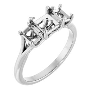 Platinum 5 mm Square Engagement Ring Mounting