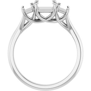 Platinum 5 mm Square Engagement Ring Mounting