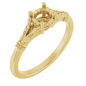 14K Yellow Gold 5.2 mm Round Solitaire Engagement Ring Mounting