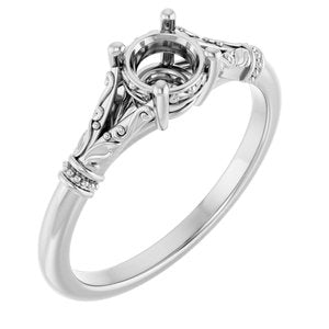 Sterling Silver 5.2 mm Round Solitaire Engagement Ring Mounting