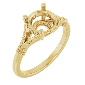 14K Yellow Gold 8 mm Round Solitaire Engagement Ring Mounting