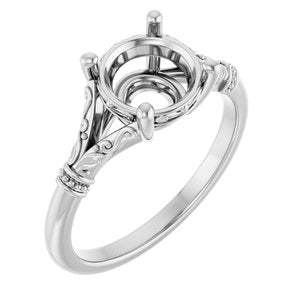 Sterling Silver 8 mm Round Solitaire Engagement Ring Mounting