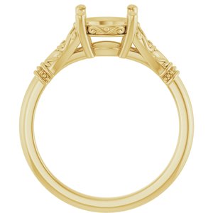 14K Yellow Gold 8 mm Round Solitaire Engagement Ring Mounting