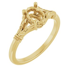 14K Yellow Gold 7x5 mm Oval Solitaire Engagement Ring Mounting