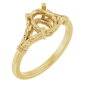 14K Yellow Gold 8x6 mm Oval Solitaire Engagement Ring Mounting