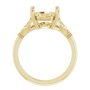 14K Yellow Gold 12x10 mm Oval Solitaire Engagement Ring Mounting
