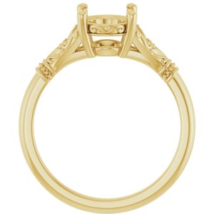 14K Yellow Gold 9x7 mm Oval Solitaire Engagement Ring Mounting