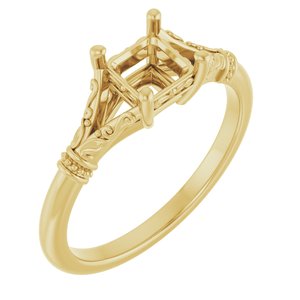 14K Yellow Gold 5 mm Square Solitaire Engagement Ring Mounting