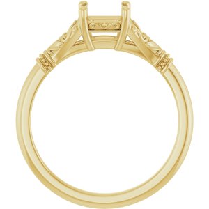 14K Yellow Gold 5 mm Square Solitaire Engagement Ring Mounting