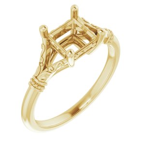 14K Yellow Gold 6 mm Square Solitaire Engagement Ring Mounting