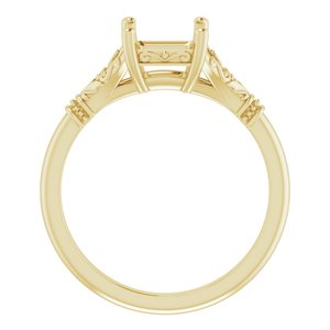 14K Yellow Gold 6 mm Square Solitaire Engagement Ring Mounting