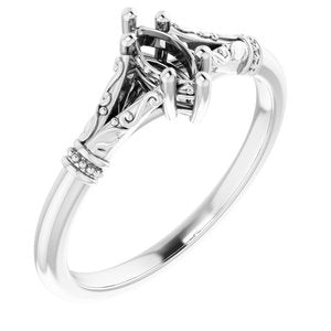 14K White Gold 6x3 mm Marquise Solitaire Engagement Ring Mounting