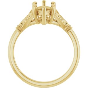 14K Yellow Gold 12x6 mm Marquise Solitaire Engagement Ring Mounting