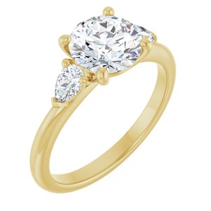 14K Yellow Gold 7.4 mm Round 1/3 CTW Lab-Grown Diamond Semi-Set Engagement Ring
