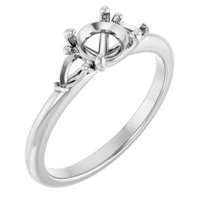 14K White Gold 5.8 mm Round Engagement Ring Mounting
