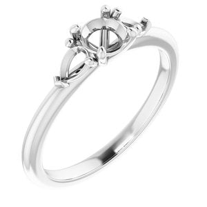 14K White Gold 4.8 mm Round Engagement Ring Mounting