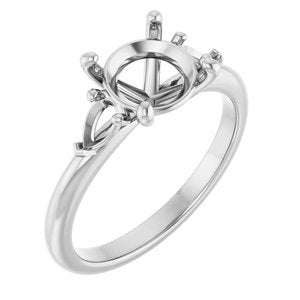 14K White Gold 8 mm Round Engagement Ring Mounting