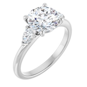 14K White Gold 8 mm Round 1/3 CTW Natural Diamond Semi-Set Engagement Ring