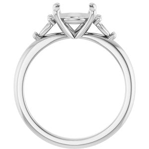 Platinum 8 mm Round Engagement Ring Mounting