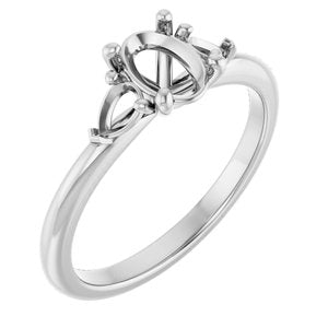 14K White Gold 7x5 mm Oval Engagement Ring Mounting