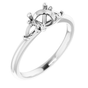 14K White Gold 6 mm Round Engagement Ring Mounting