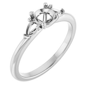 14K White Gold 5.2 mm Round Engagement Ring Mounting