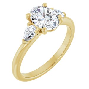 14K Yellow Gold 8x6 mm Oval 1/3 CTW Lab-Grown Diamond Semi-Set Engagement Ring