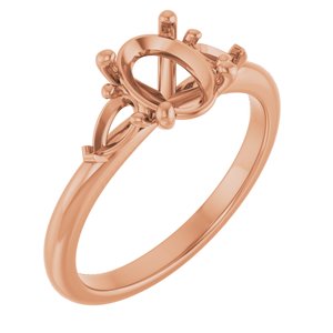 18K Rose Gold 8x6 mm Oval Engagement Ring Mounting