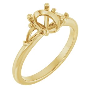14K Yellow Gold 8x6 mm Oval Engagement Ring Mounting