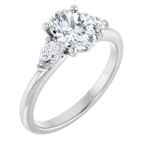 14K White Gold 8x6 mm Oval 1/3 CTW Lab-Grown Diamond Semi-Set Engagement Ring