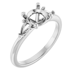 14K White Gold 7 mm Round Engagement Ring Mounting