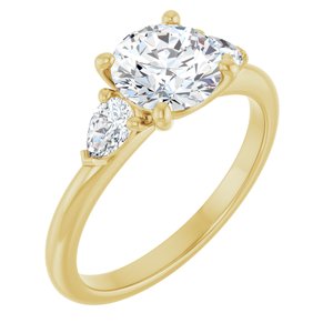 14K Yellow Gold 7 mm Round 1/3 CTW Lab-Grown Diamond Semi-Set Engagement Ring