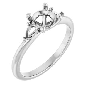 14K White Gold 6.5 mm Round Engagement Ring Mounting