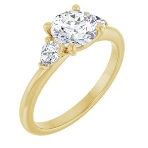 14K Yellow Gold 6.5 mm Round 1/4 CTW Lab-Grown Diamond Semi-Set Engagement Ring