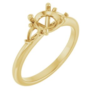 14K Yellow Gold 6.5 mm Round Engagement Ring Mounting