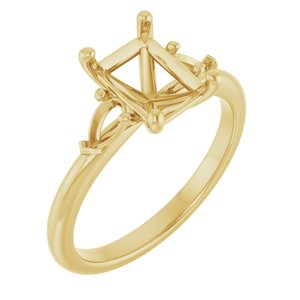 14K Yellow Gold 8x6 mm Emerald Engagement Ring Mounting