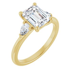 14K Yellow Gold 8x6 mm Emerald 1/3 CTW Lab-Grown Diamond Semi-Set Engagement Ring