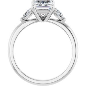 14K White Gold 8x6 mm Emerald 1/3 CTW Natural Diamond Semi-Set Engagement Ring