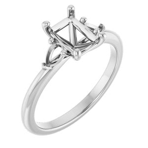 14K White Gold 7x5 mm Emerald Engagement Ring Mounting