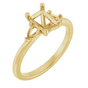 14K Yellow Gold 7x5 mm Emerald Engagement Ring Mounting