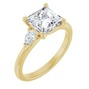 14K Yellow Gold 7x7 mm Square 1/3 CTW Lab-Grown Diamond Semi-Set Engagement Ring