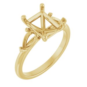14K Yellow Gold 9x7 mm Emerald Engagement Ring Mounting