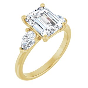 14K Yellow Gold 9x7 mm Emerald 5/8 CTW Natural Diamond Semi-Set Engagement Ring