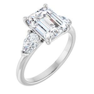 14K White Gold 9x7 mm Emerald 5/8 CTW Lab-Grown Diamond Semi-Set Engagement Ring